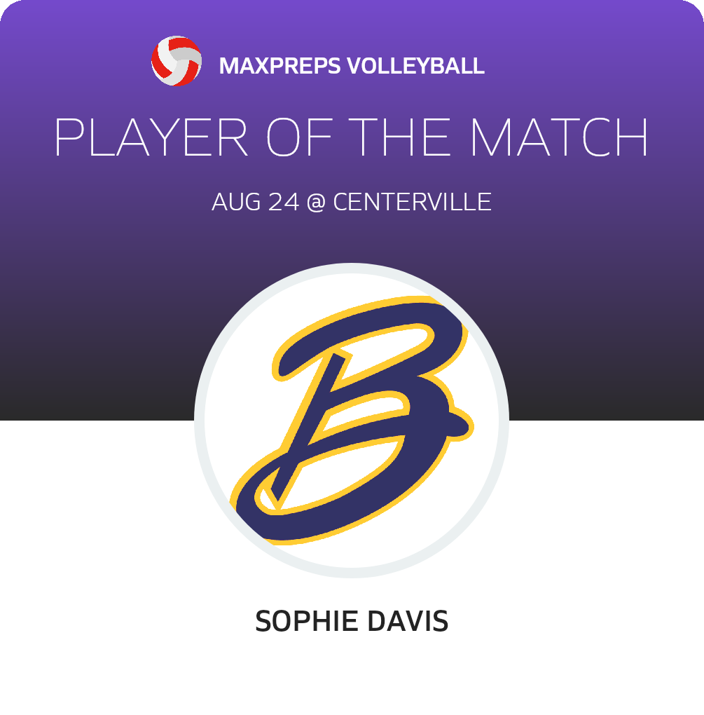 #15 Sophie Davis Player of the Game badge