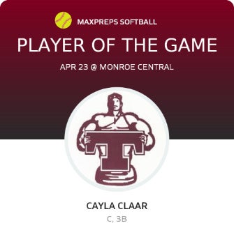 #9 Cayla Claar Player of the Game badge