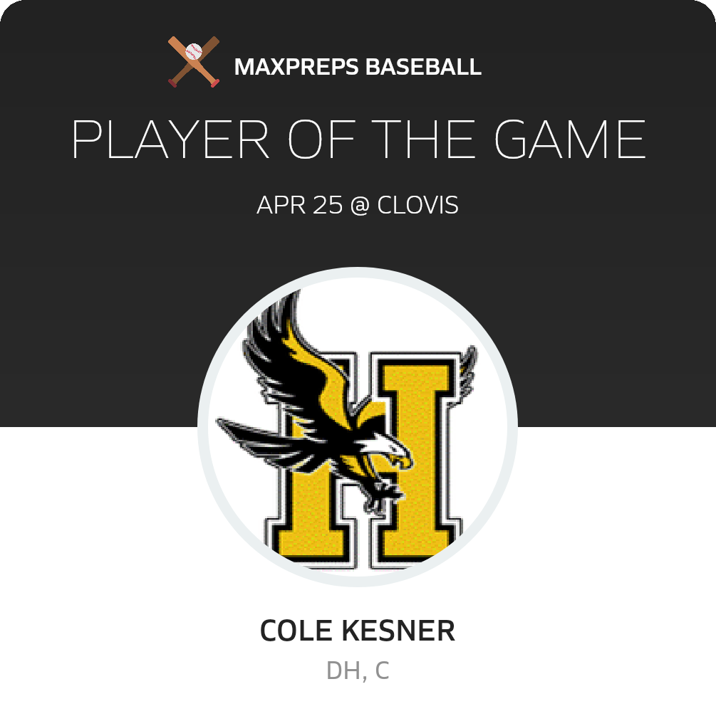 #21 Cole Kesner Player of the Game badge