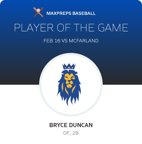 #3 Bryce Duncan Player of the Game badge