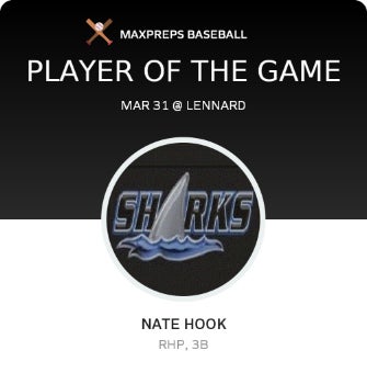 #22 Nate Hook Player of the Game badge