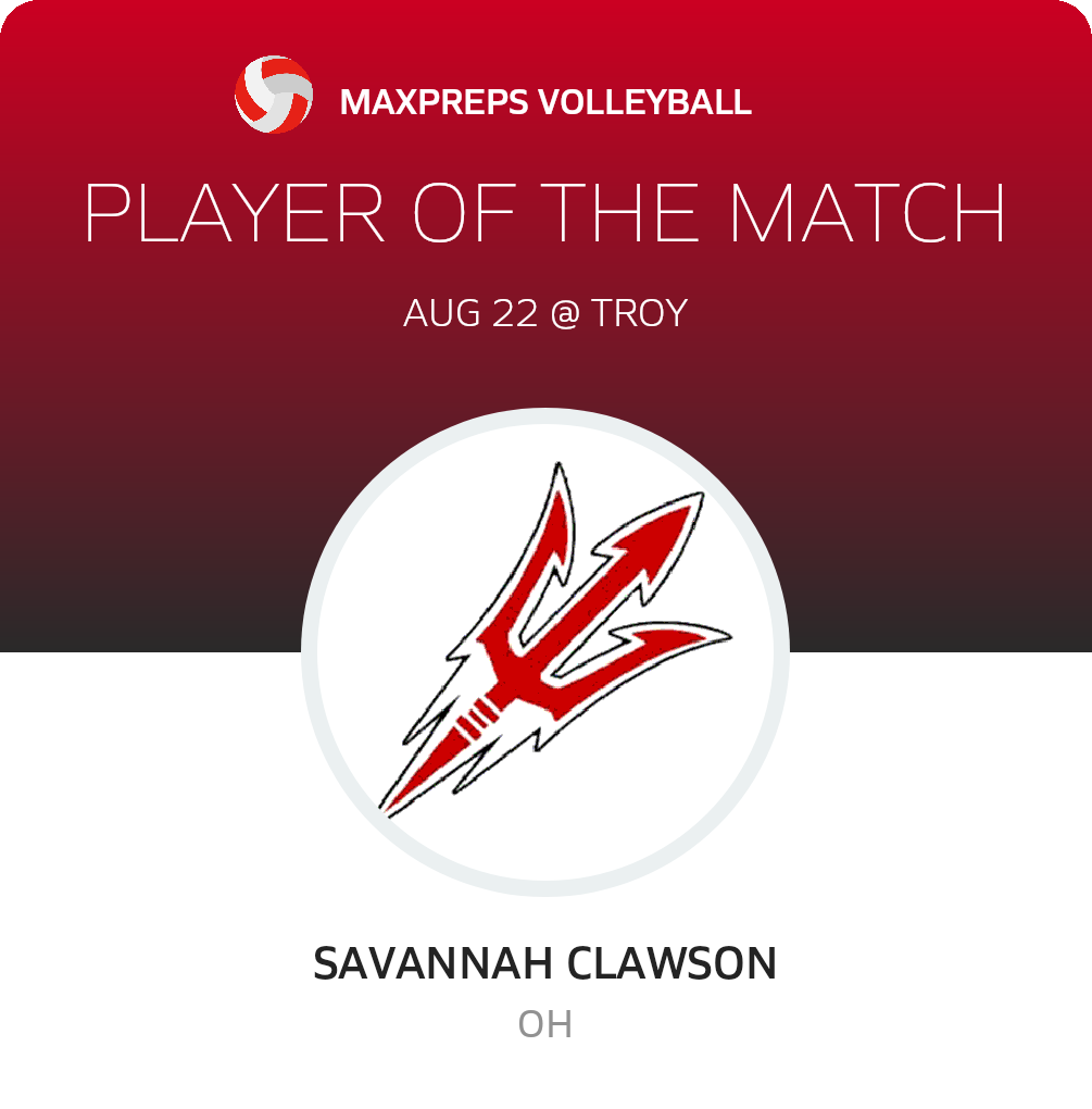 #10 Savannah Clawson Player of the Game badge