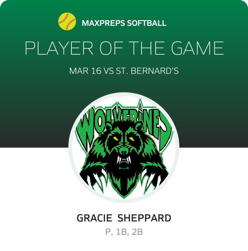 #28 Gracie Sheppard Player of the Game badge