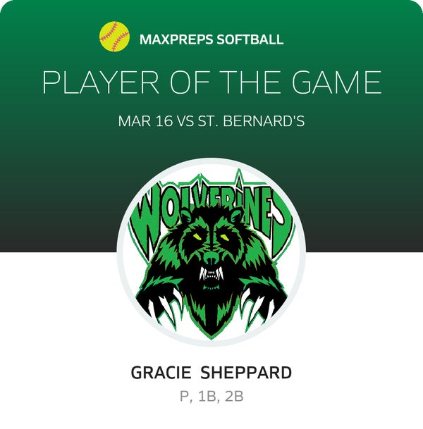 #28 Gracie Sheppard Player of the Game badge