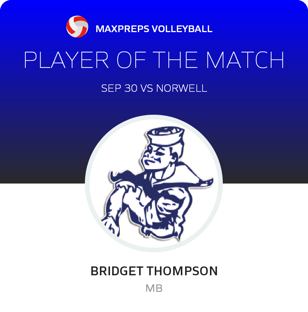 #8 Bridget Thompson Player of the Game badge