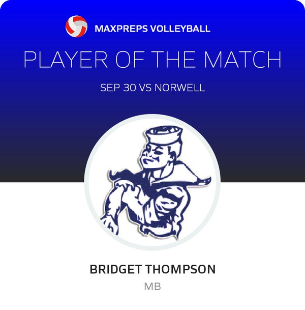 #8 Bridget Thompson Player of the Game badge