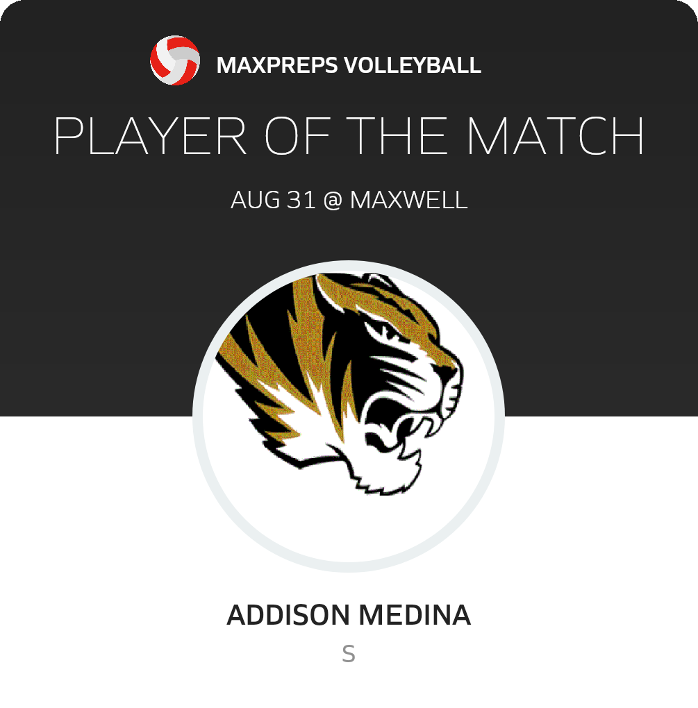 #9 Addison Medina Player of the Game badge