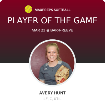 #8 Avery Hunt Player of the Game badge