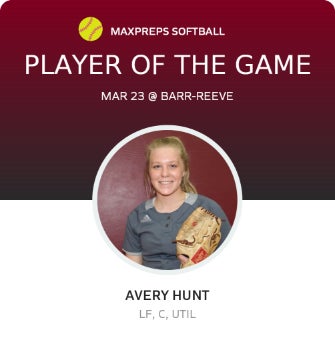 #8 Avery Hunt Player of the Game badge
