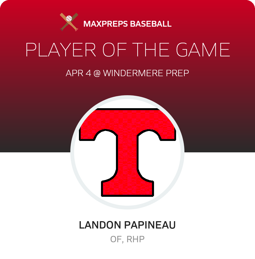 #8 Landon Papineau Player of the Game badge
