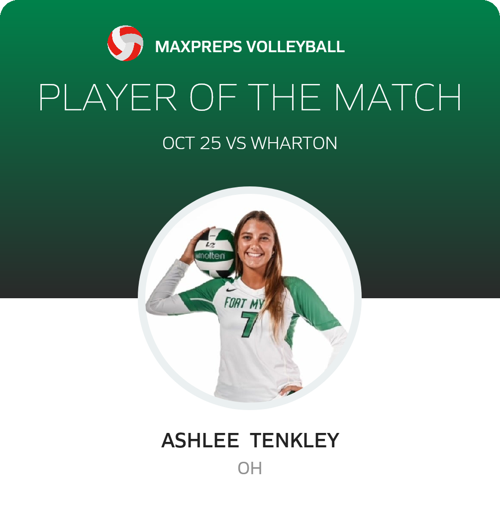 #7 Ashlee  Tenkley Player of the Game badge