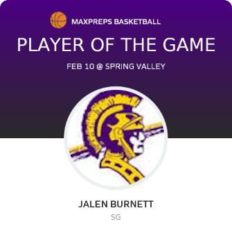 #4 Jalen Burnett Player of the Game badge