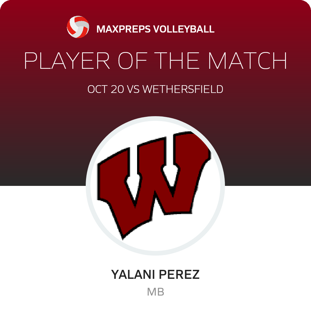 #5 Yalani Perez Player of the Game badge