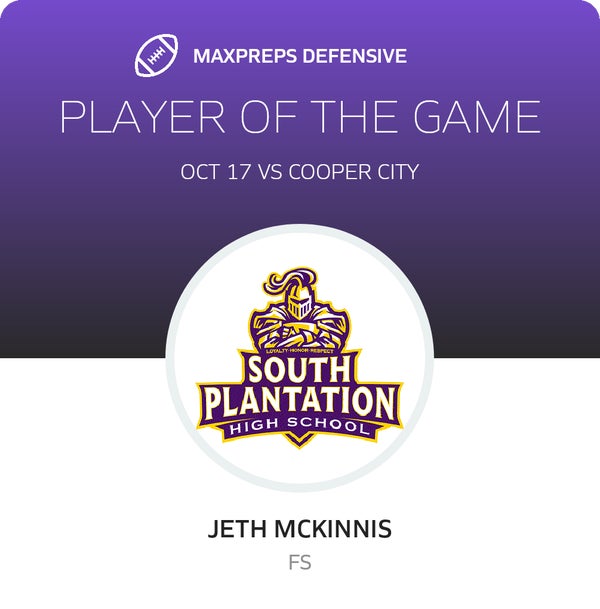 #7 Jeth McKinnis Player of the Game badge