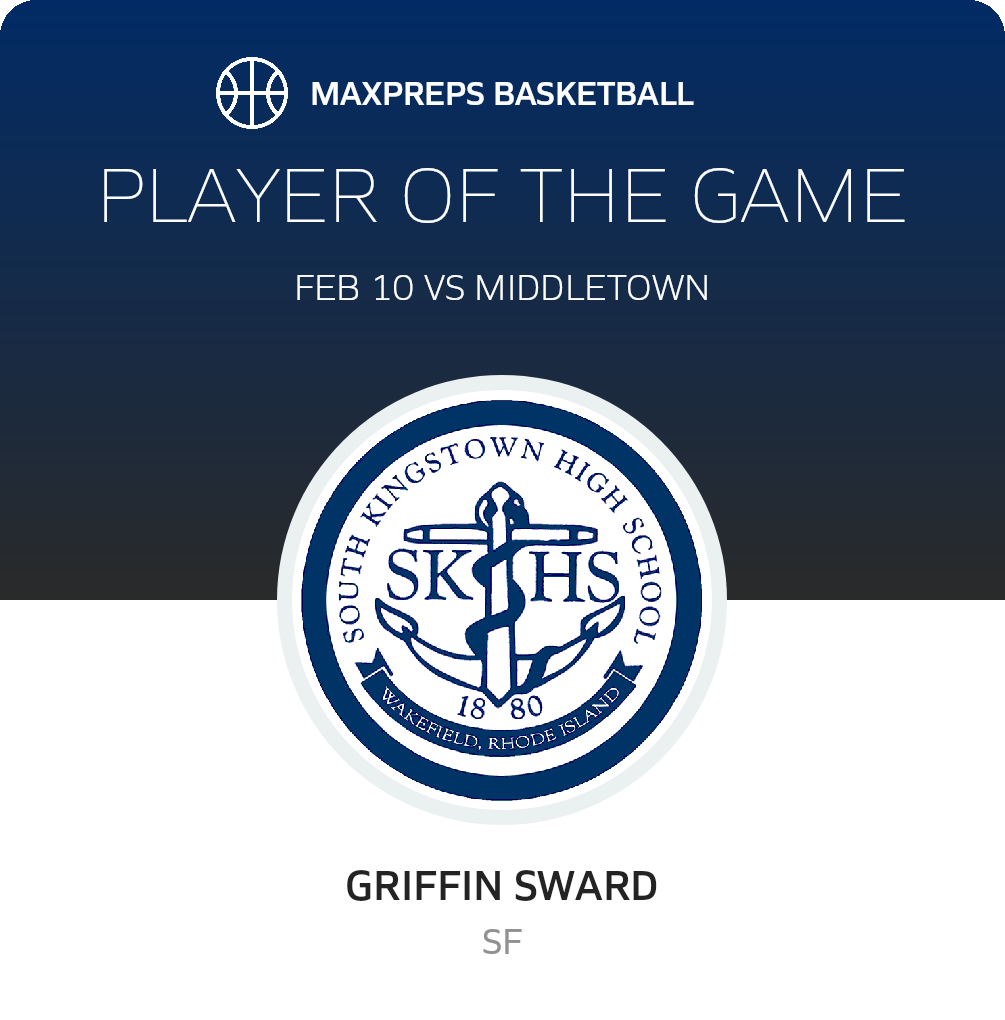 #4 Griffin Sward Player of the Game badge