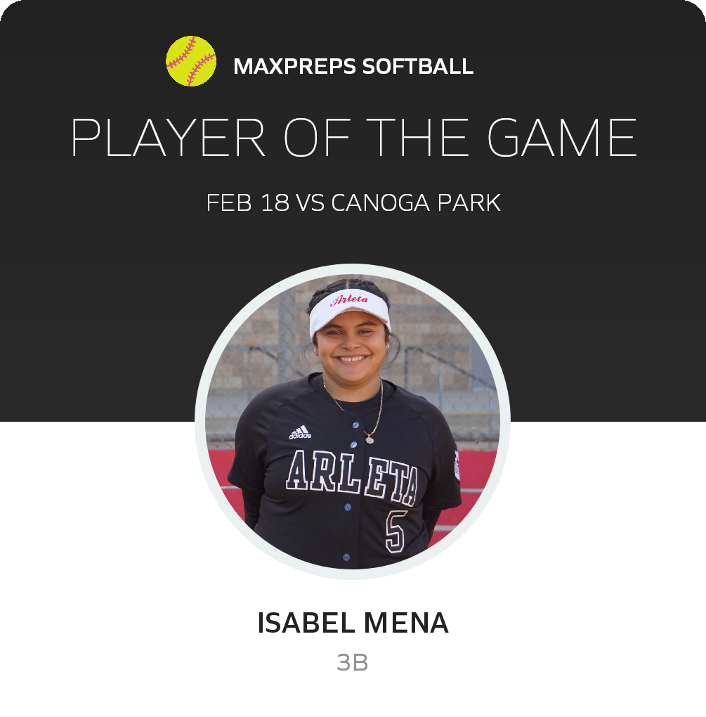 #13 ISABEL MENA Player of the Game badge