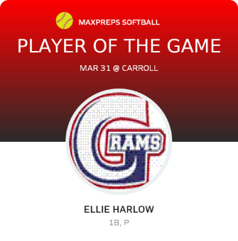 #00 Ellie Harlow Player of the Game badge