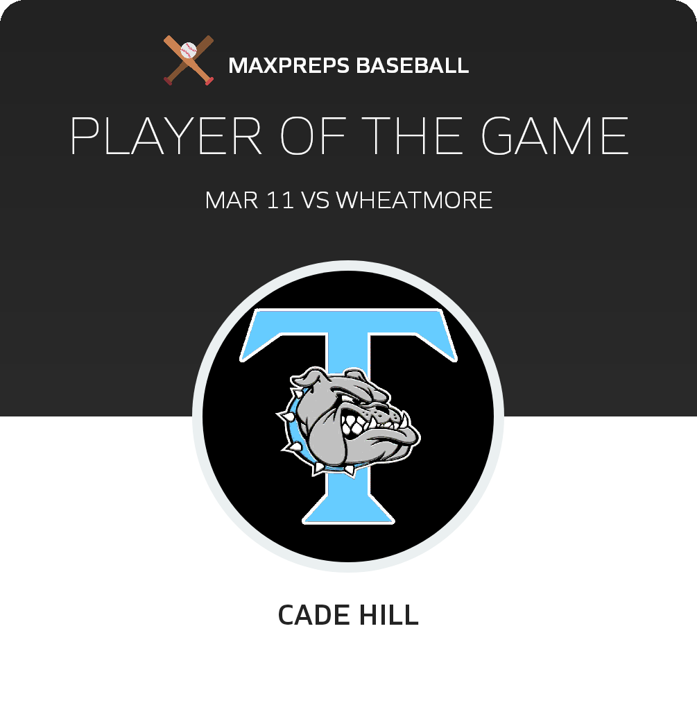 Cade Hill Player of the Game badge
