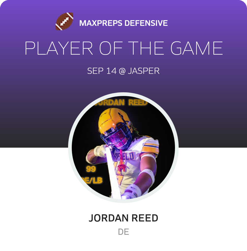 #4 Jordan Reed Player of the Game badge
