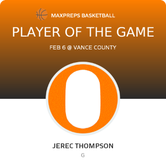 #1 Jerec Thompson Player of the Game badge