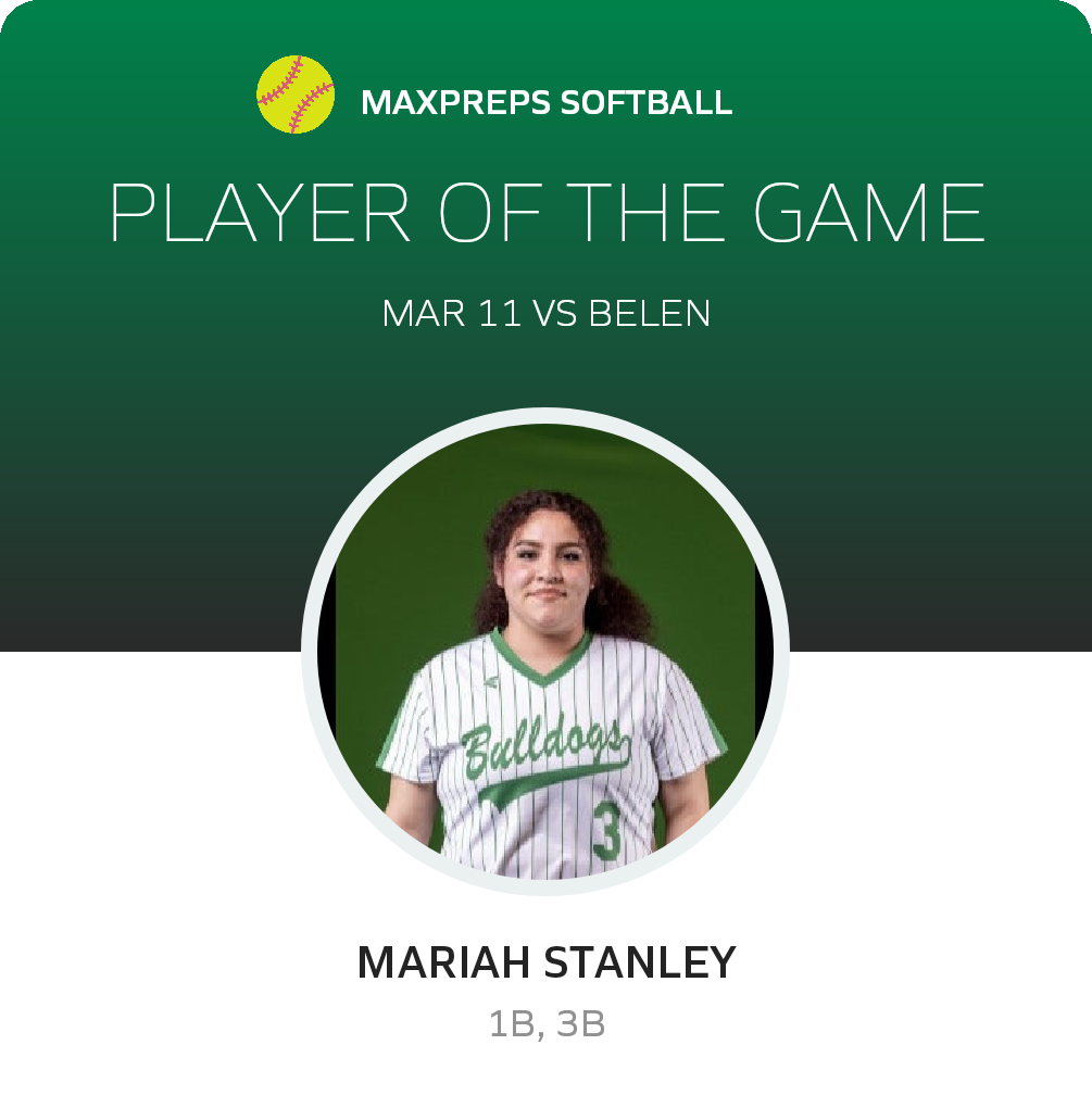 #3 Mariah Stanley Player of the Game badge
