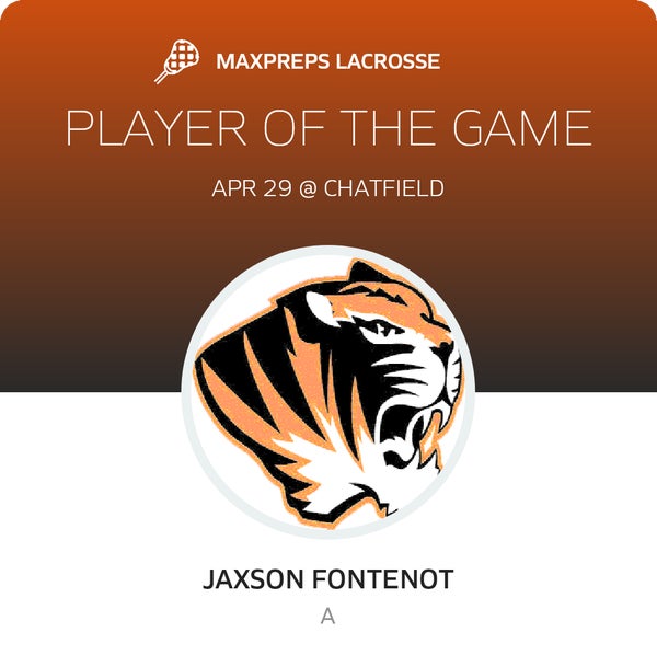 #15 Jaxson Fontenot Player of the Game badge