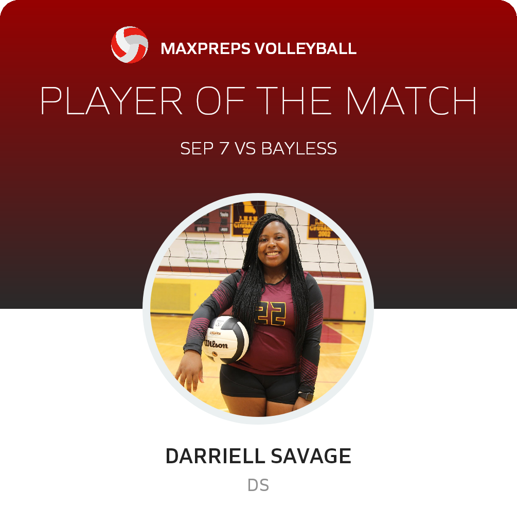 #22 Darriell Savage Player of the Game badge