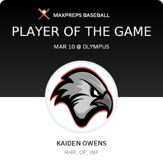 #9 Kaiden Owens Player of the Game badge