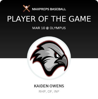 #9 Kaiden Owens Player of the Game badge