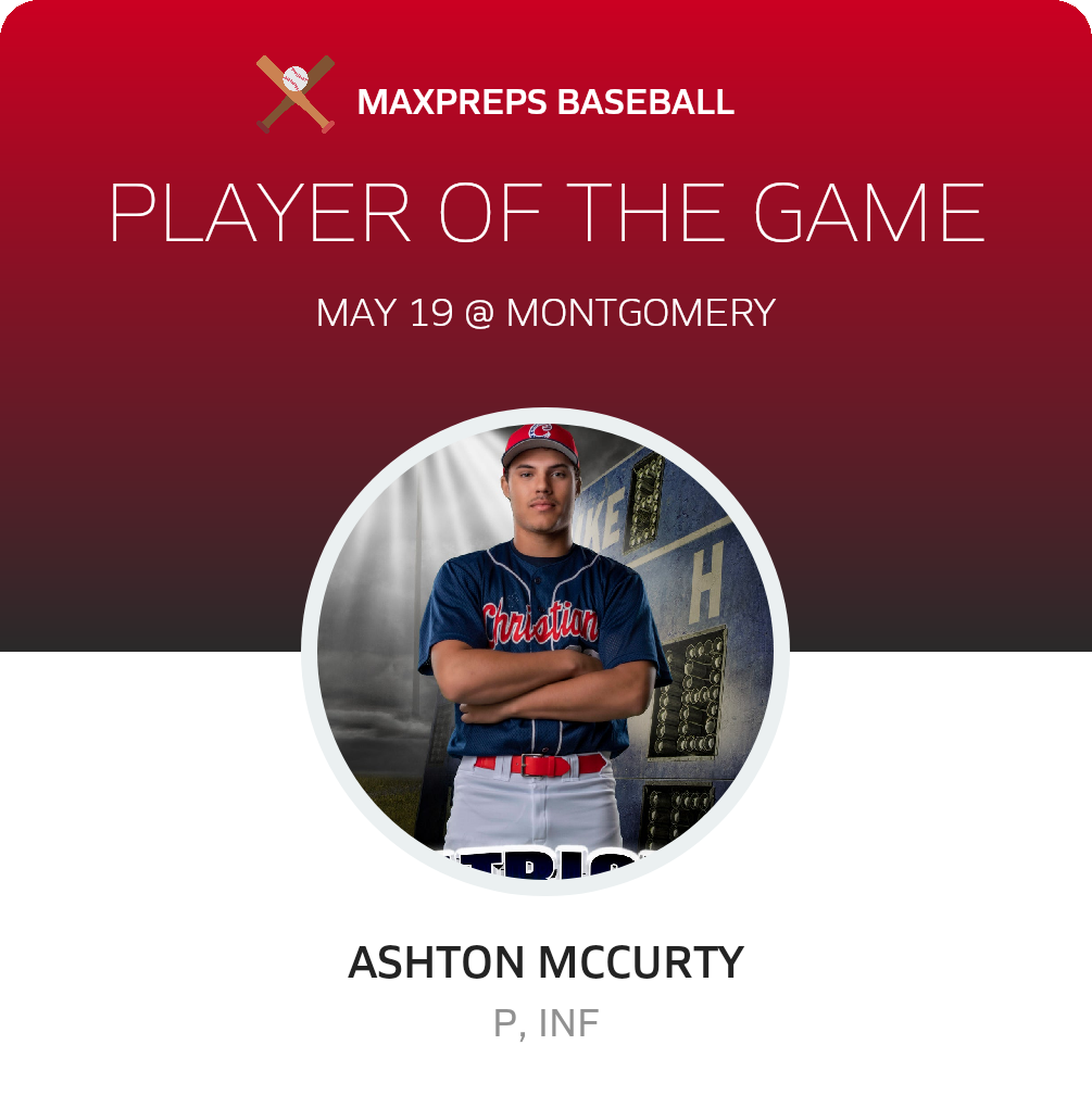 #26 Ashton McCurty Player of the Game badge