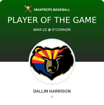 #15 Dallin Harrison Player of the Game badge