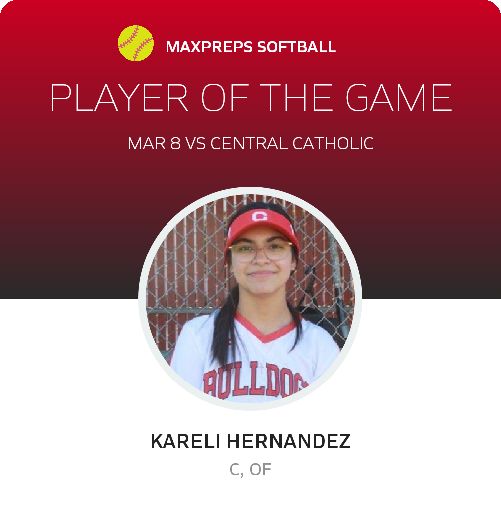 #21 Kareli Hernandez Player of the Game badge