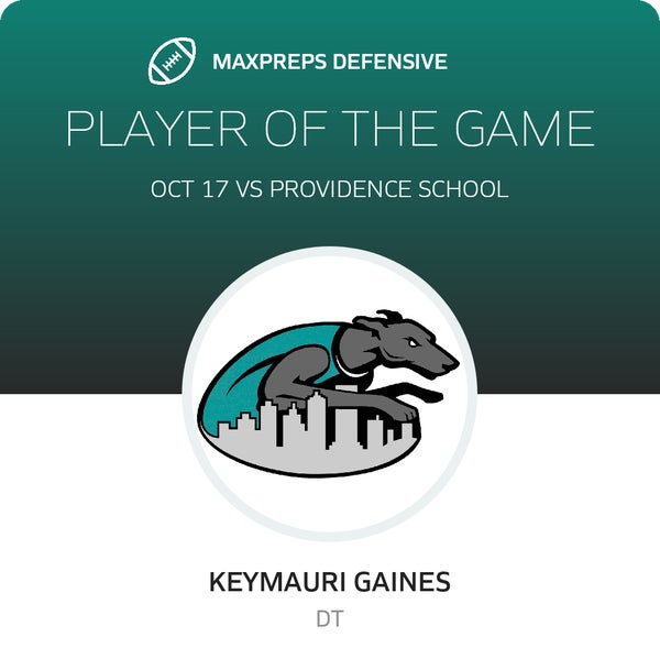 #44 Keymauri Gaines Player of the Game badge