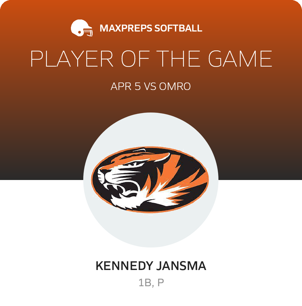 #13 Kennedy Jansma Player of the Game badge