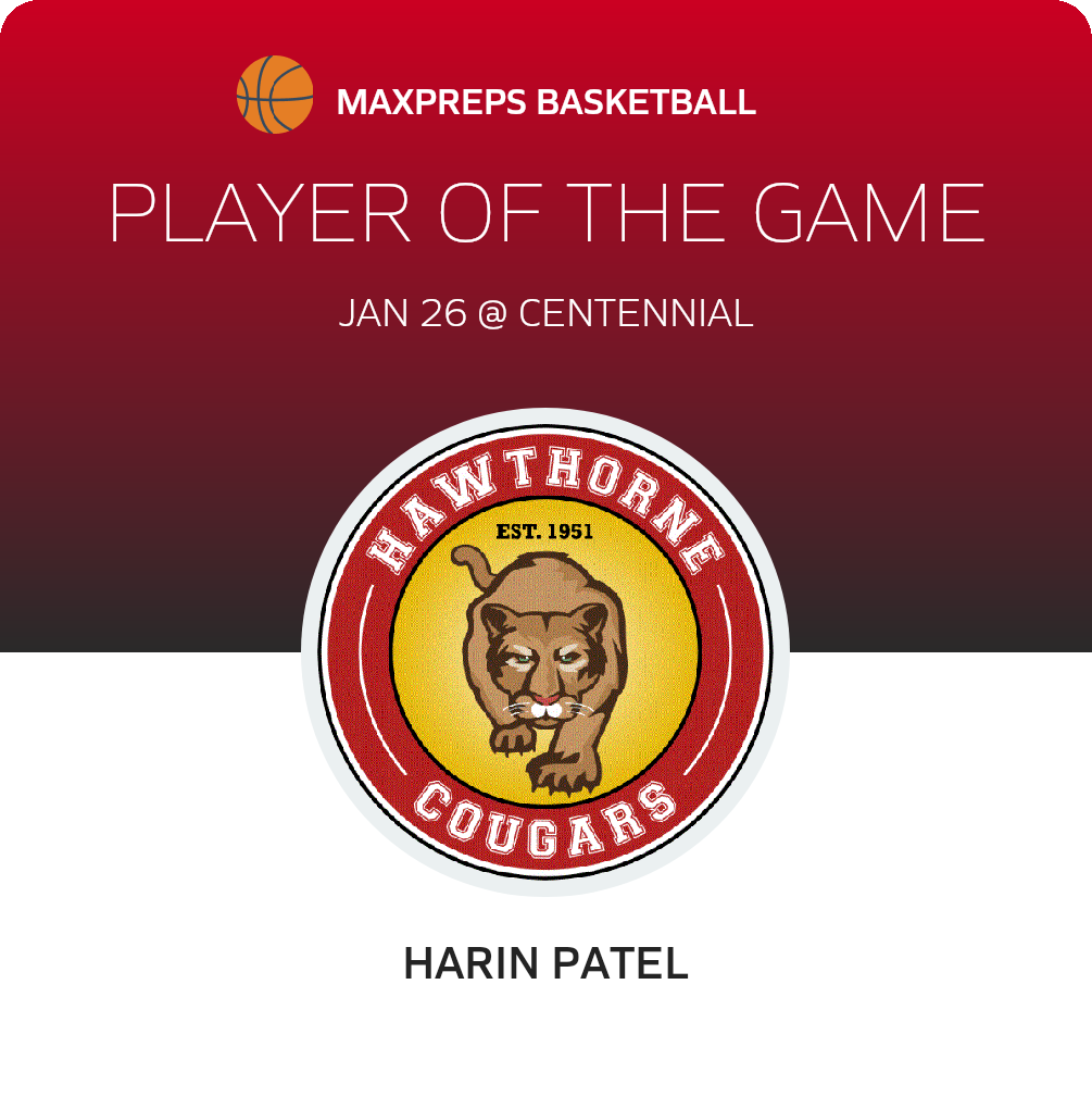 Harin Patel Player of the Game badge
