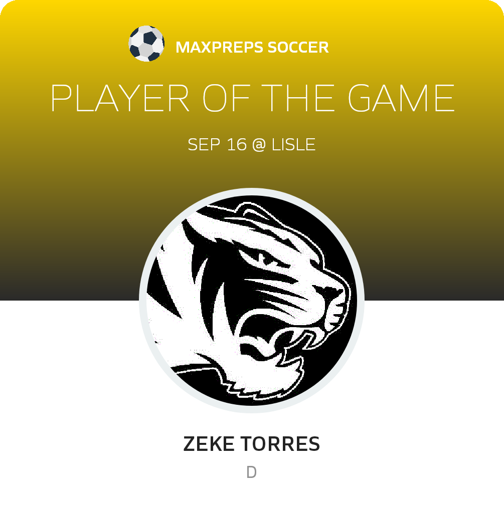 #12 Zeke Torres Player of the Game badge