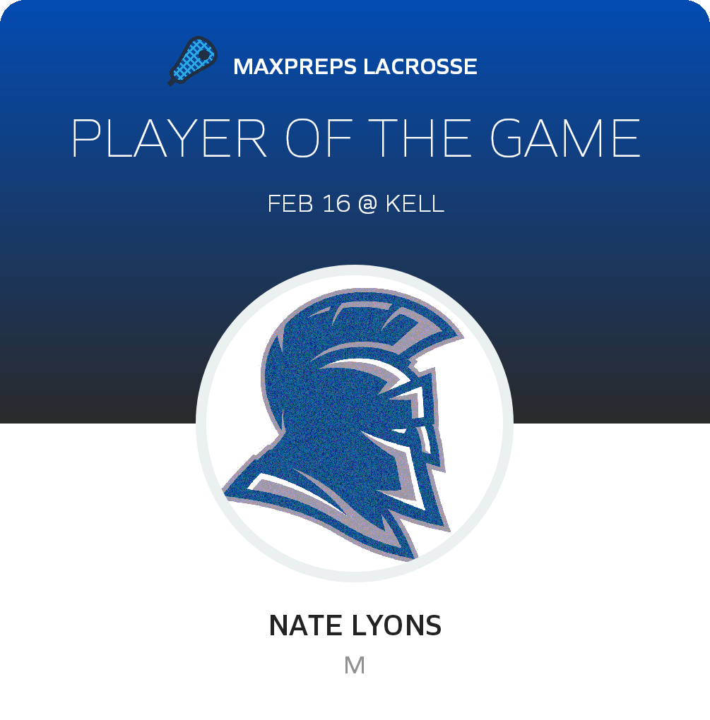 #5 Nate Lyons Player of the Game badge