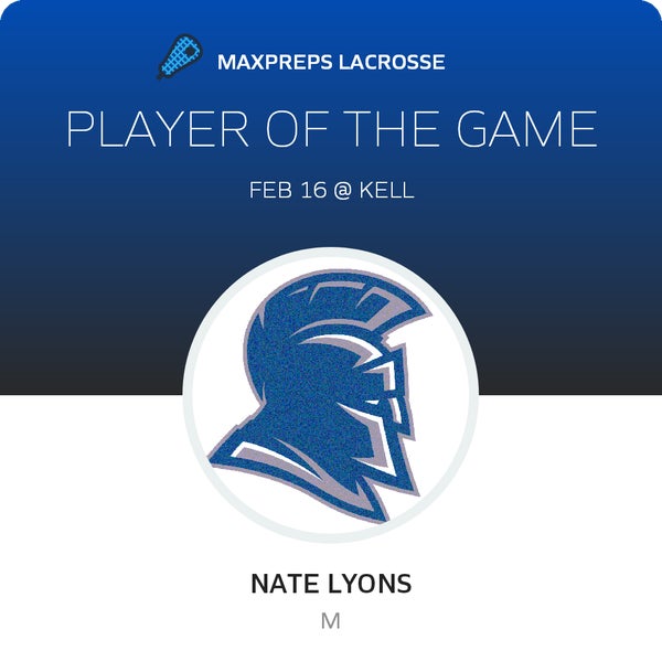 #5 Nate Lyons Player of the Game badge