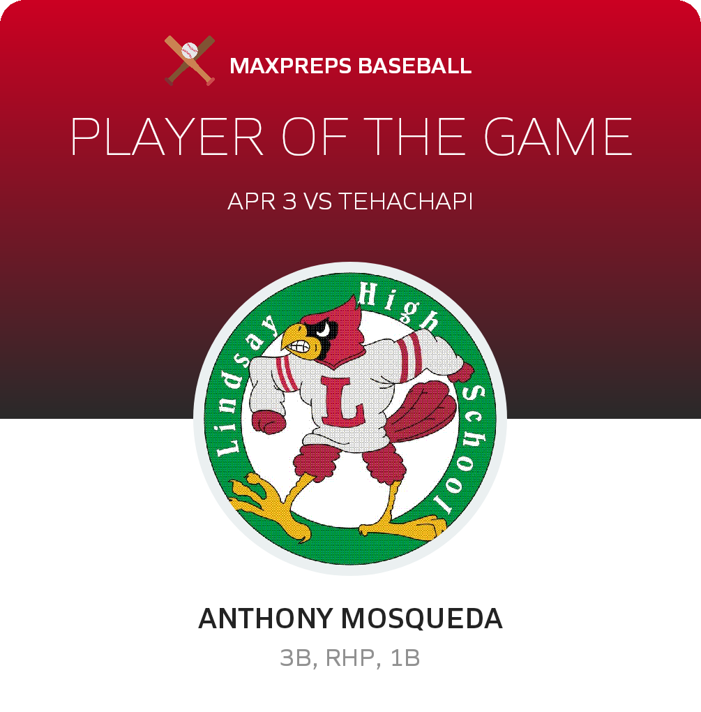 #27 ANTHONY MOSQUEDA Player of the Game badge