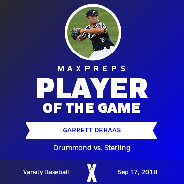 #33 Garrett DeHaas Player of the Game badge