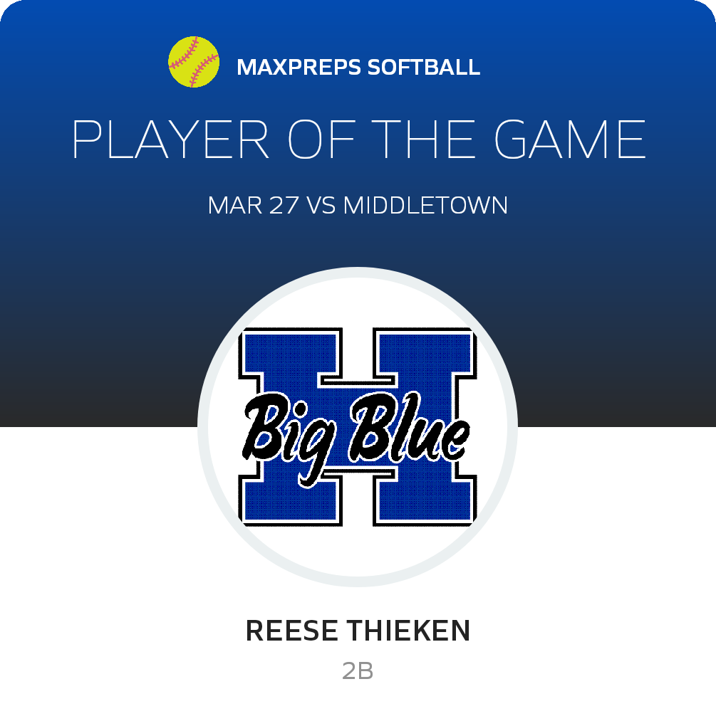 #7 Reese Thieken Player of the Game badge