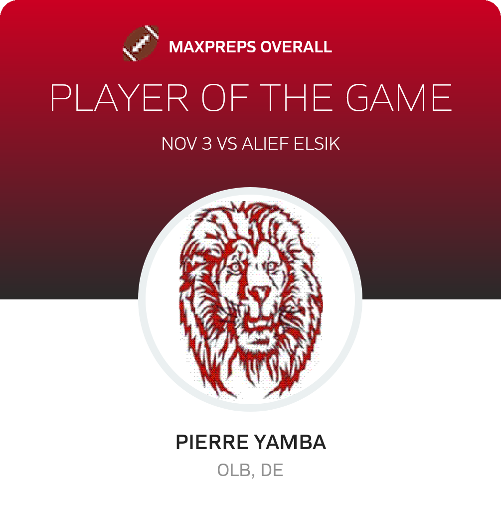 #8 Pierre Yamba Player of the Game badge