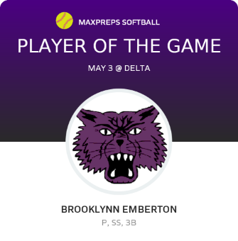 #25 Brooklynn Emberton Player of the Game badge