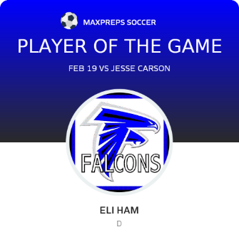 #20 Eli Ham Player of the Game badge