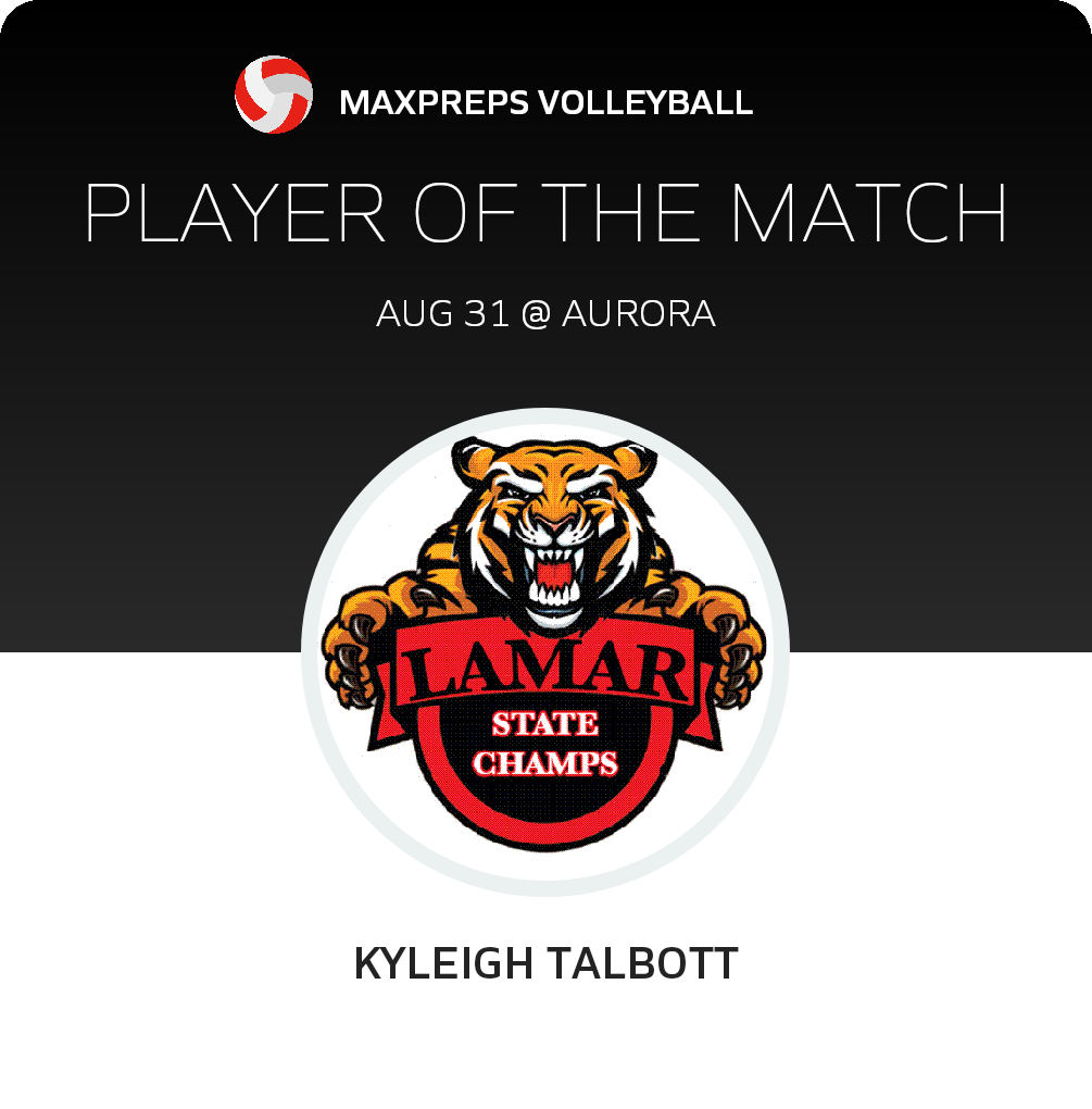 #8 Kyleigh Talbott Player of the Game badge