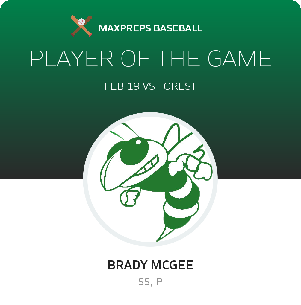 #9 Brady McGee Player of the Game badge