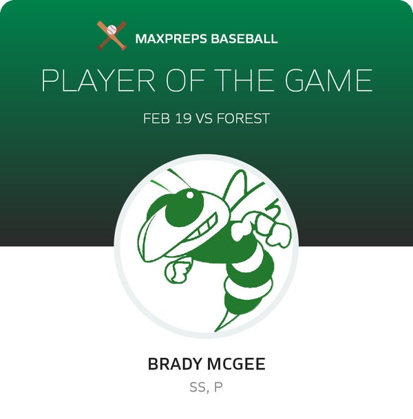 #9 Brady McGee Player of the Game badge