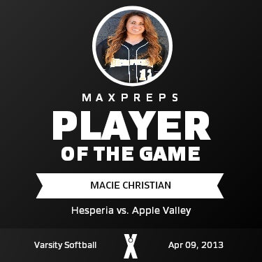 #12 Macie Christian Player of the Game badge