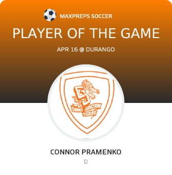 #12 Connor Pramenko Player of the Game badge