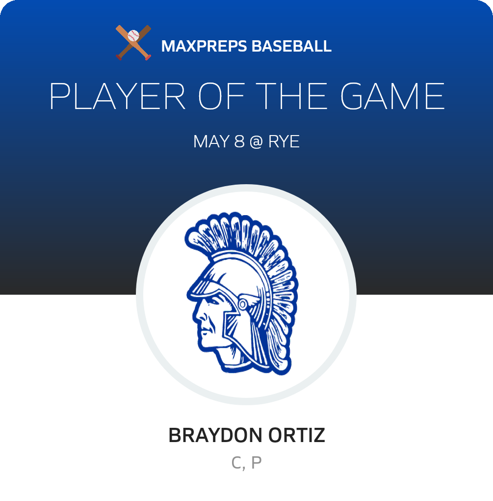 #7 Braydon Ortiz Player of the Game badge